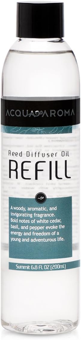 Acqua Aroma Summit (Sandal and Cedarwood) Reed Diffuser Oil Refill 6.8 FL OZ (200ml) Contains Essencial Oils...