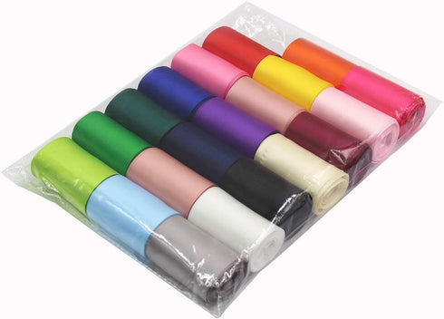 2 Inch Wide Solid Color Double Sided Polyester Satin Ribbon 20 Colors X 2 Yard Each Total 40 Yds Per Package...