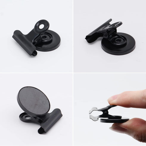 Strong Office Black Magnetic Clips Heavy Duty Refrigerator Magnet Hook Clips for Photo Displays, Whiteboards, Locker, Fridge, Classroom, School, O...