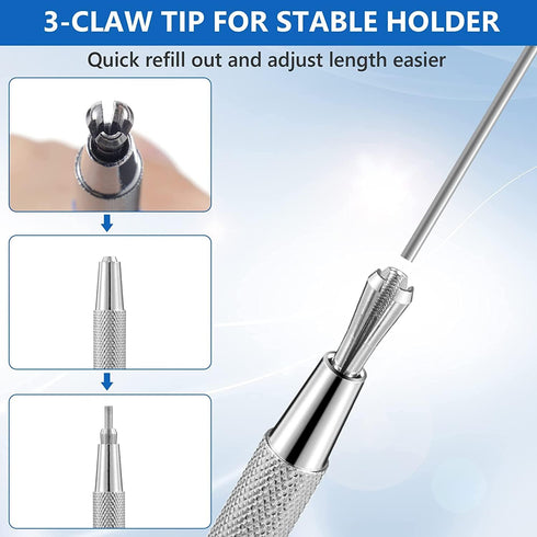 Hiboom 4 Pcs Welders Pencil with 48 Pcs Silver Round Refills, Mechanical Pencils Metal Marker with Built-in Sharpener for Pipe Fitter Welder Steel...