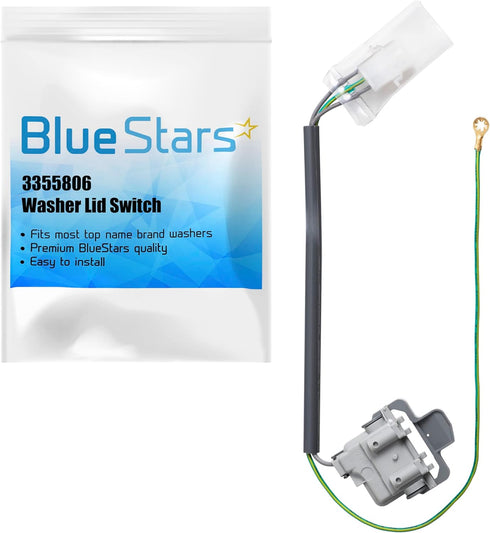 Ultra Durable 3355806 Washer Lid Switch Replacement Part by BlueStars - Exact Fit for Whirlpool & Kenmore Washers - Replaces WP3355806VP PS11741201 WP3355806 AP2947199 PS341529