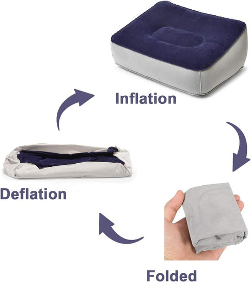 STYDDI Inflatable Foot Rest Pillow, 2 Pack Portable Inflatable Leg Rest Pillow, Travel Footrest Pillow for Airplane, Train, Car, Home, Office (Gre...