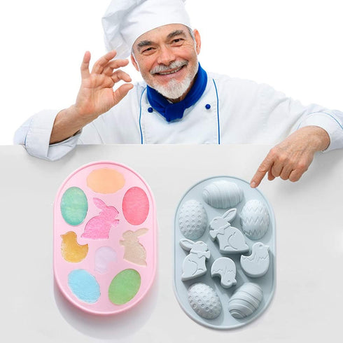 2Pack Easter Rabbit Bunny Egg Silicone Molds, 3D Easter-theme Baking Mould Tray DIY Baking Tool for Chocolate Cake Dessert Candy Mousse Pastry Soa...