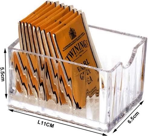 Acrylic Tea Bags Caddy Organizer,Tea Chest Box,Holder for Tea Coffee Bags,Small Packets,Sweeteners,11x6.5x6.5cm,1 Divided Section,YTBH-8330...