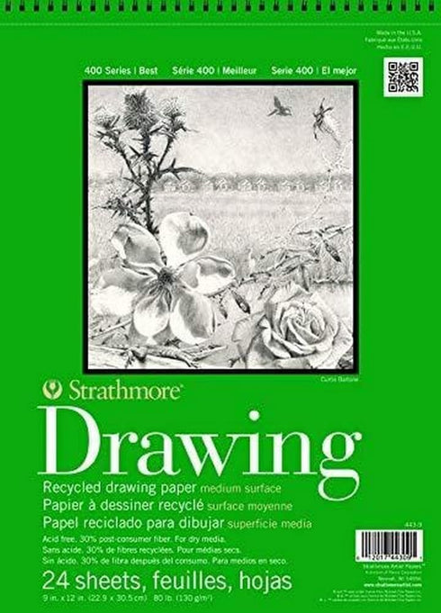 Strathmore Recycled Drawing Paper Pad Wire Bound 9"X12"-80lb, 24 Sheets -62443900...