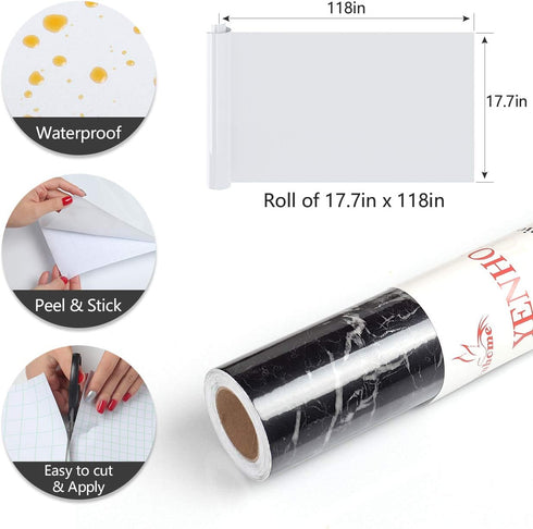 YENHOME Black Marble Contact Paper for Countertops Black Marble Wallpaper Peel and Stick Countertops Contact Paper 17.7"X118" Glossy Marble Peel a...