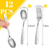 12PCS Safe Forks and Spoons for Kids, Toddler Silverware Kids Utensils Baby Spoons Stainless Steel Tableware with Bunny and Puppy Motifs...