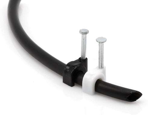 THE CIMPLE CO - Single Coaxial Cable Clips, Cat6, Electrical Wire Cable Clip, 1/4 in (6 mm) Nail Clip and Fastener, White (50 Pieces per Bag)...