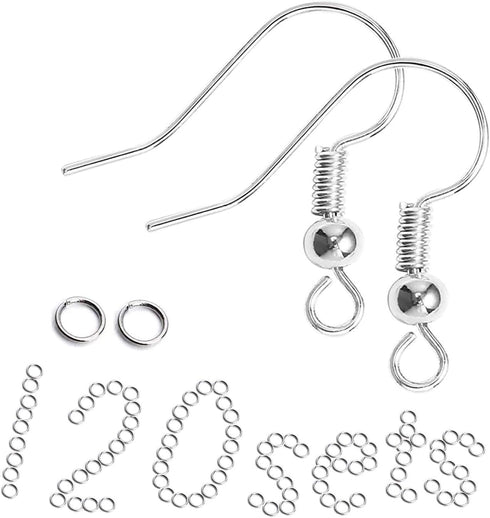 120 Sets Earring Hooks with Jump Rings for Jewelry Making, Tarnish Resistant 0.86 inch Fishhooks for DIY Earring Supplies,Stainless Steel Earring ...