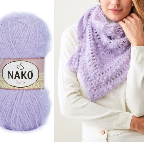 Generic Nako Paris Yarn Set of 2 Balls, Total 536 Yards Soft Fluffy Turkish Yarn, Shawl Hat Scarf Yarn, Crochet and Knitting Thread, Cardigan Yarn...