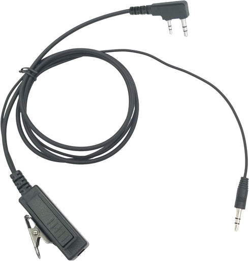 Push-To-Talk K1 Cable with Aux 3.5mm Male Adapter, PTT Mic for Baofeng UV-5R Retevis RT18 RT19 RT21 RT22 RT27 RT7 H-777 Kenwood 2-Pin Radios Conne...