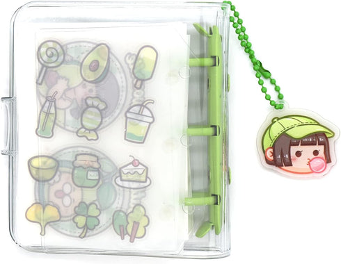 Mini Transparent Binder Notebooks with Keychain, Soft Plastic PVC 3 Round Rings Binder Planner Cover Notebook Protector with Inner Papers...