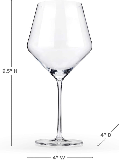 Viski Raye Angled Burgundy Glasses Set of 2 - Premium Crystal Clear Glass, Modern Stemmed, Flat Bottom Red Wine Gift Set - 21 oz...