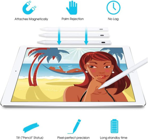 Stylus Pen with Tilt Sensitive & Palm Rejection, Active Pencil Compatible with (2018-2022) Apple iPad Pro 11/12.9 Inch, iPad 10.2 7/8/9th Generati...