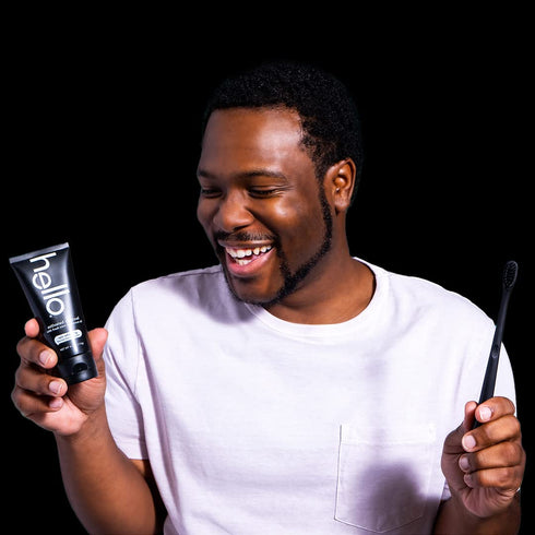 hello Charcoal Soft Toothbrush with Activated Charcoal from Sustainable Bamboo, BPA- Free, Made from Plant-Based Materials, 4 Pack...