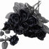 TUZAZO 10pcs Black Roses Artificial Flowers with Stems, Faux Silk Flowers Bridal Gothic Wedding Bouquet, Realistic Blossom Flora for Home, Office,...
