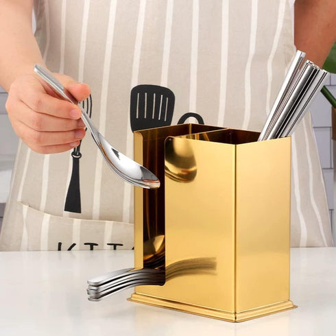 kaileyouxiangongsi Chinese Restaurant Utensil Holder, Stainless Steel Hanging 2 Compartments Mesh Utensil Drying Rack/Chopsticks/Spoon/Fork/Knife ...