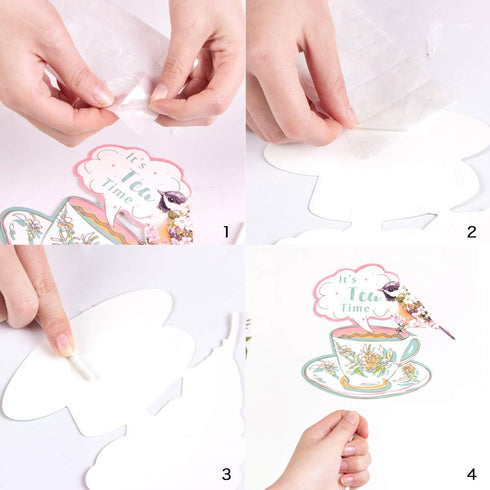 SUNBEAUTY 14 Pcs Tea Party Photo Booth Props Tea Party Decorations Alice in Wonderland Party Supplies Garden Party Bridal Shower for Girls Women...