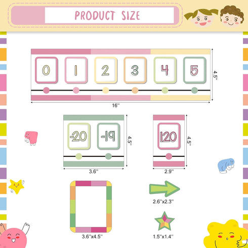 Pastel Number Lines (-20 to +120) Bulletin Board for Classroom Wall 120 Chart Number Line Bulletin Board Cutouts Math Number Bulletin Board Decora...