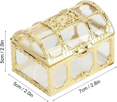 Fdit 12pcs Square Treasure Chest Shape Wedding Candy Box Chocolates Container Jar Decoration Gift for Children's Day Wedding Party (Gold)...