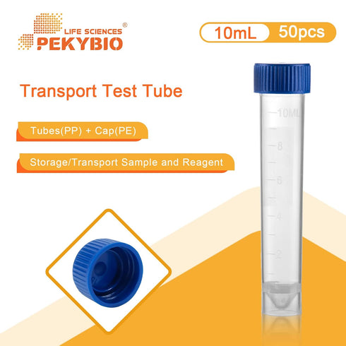 Clear Plastic Graduated Test Tubes 10ml Sterile Sample Storage Container with Screw Cap Self-Standing Lab Transport Tube, Case of 50...