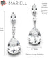 Mariell Cubic Zirconia Crystal Teardrop Dramatic Size Dangle Bridal Earring with Platinum Plating for Wedding, Bridesmaid, Prom Jewelry Gift...