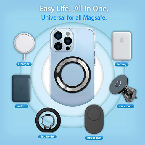 4PCS Magsafe Ring for Magsafe, Magnet Adapter, Magsafe Sticker with 3M Adhesive, Black Metal Loop for Wireless Charger/Card Wallet/Car Mount/Batte...