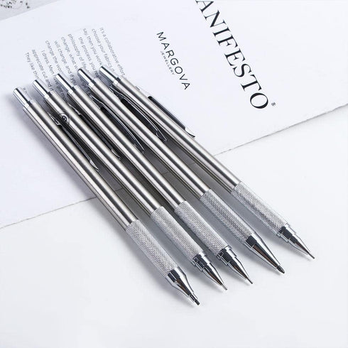 5Pcs Stainless Steel Mechanical Pencil HB Black Pencil Writing Supplies Sketch Drawing Automatic Pencil Stationey for Students...