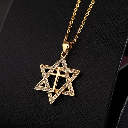 Star of David Necklace: Cross Necklace y2k | Six Point Star with Cross Necklace, Gothic Jewelry Gift for Women...