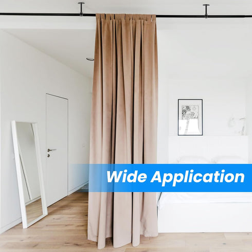SDTC Tech 1-1/4 Inch Curtain Rod Ceiling-Mount Bracket Stainless Steel Flange Rod Holder Closet Pole End Supports Socket with Matching Screws, Bla...