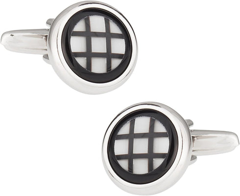 Unique Checkerboard Black and Silver Cufflinks with Presentation Box...