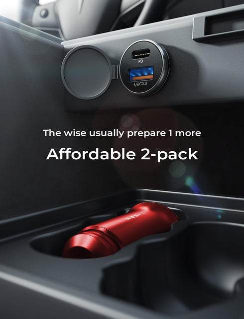 LISEN 2-Pack USB C Car Charger Adapter Fast Charge, 48W All Metal Cigarette Lighter USB Charger Smallest Flush Fit Car Charger USB C for iPhone 14...