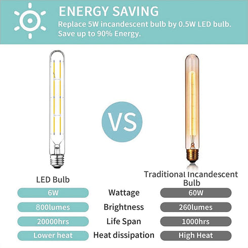 Dimmable T10 LED Edison Bulbs, Neutral White 4000K, 8.9inch Long Tubular Light Bulb, 8 Watt Vintage Long Tube LED Filament Bulb,800lm,E26 Base Led...