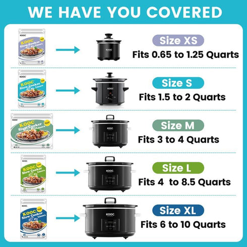 KOOC Slow Cooker Liners 10x13 inch 30 count Small Size Disposable Pot Liners Cooking Bags Fit 1.5QT to 2QT Pot BPA Free Fresh Locking Seal Design...
