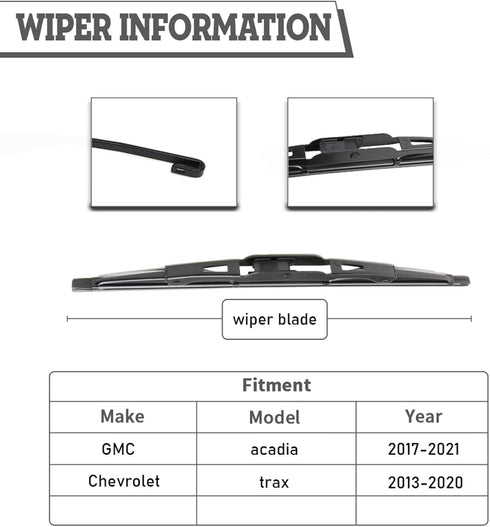 (Set of 2) HODEE Replacement For Chevrolet Chevy Trax 2013-2020 GMC Acadia 2017-2021 Jeep compass 2007-2016, Rear Wiper Blade Kit Set,Rear Wiper A...