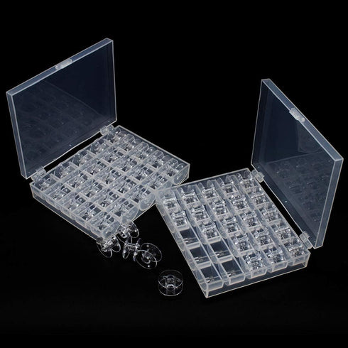 Bobbin Box?Machine Bobbin Organizer Plastic Case?Transparent 25 Slots Empty Bobbins Spools Box?Sewing Craft Plastic Case Storage Box for Sewing Ma...