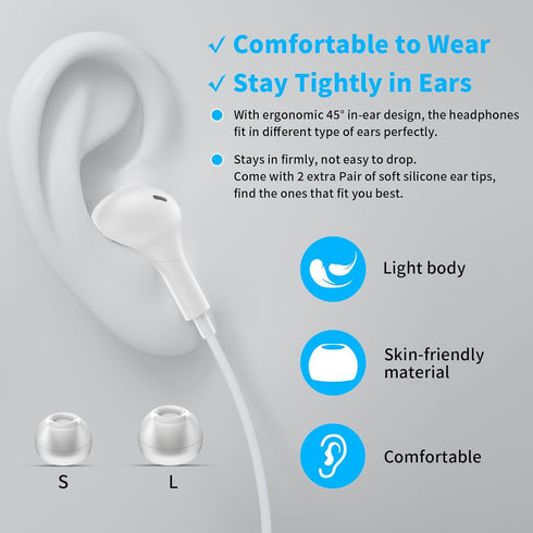 USB C Headphones Magnetic Wired Earbuds Stereo in-Ear Type C Earphones with Microphone Volume Control Noise Isolation for Samsung S24 S23 FE S22 U...