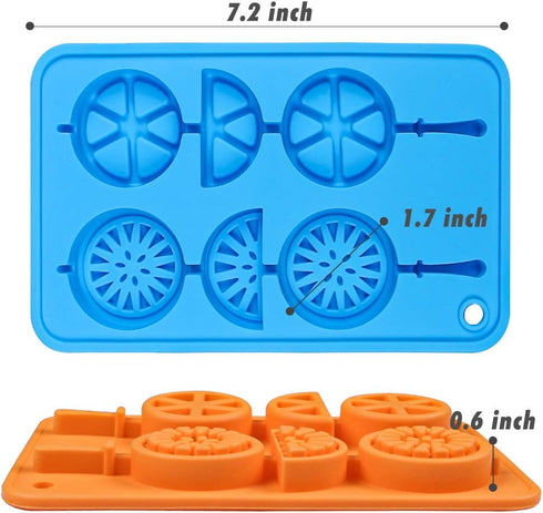 Webake Ice Cube Trays Silicone Fruit Molds, Ice Cube Fruit Popsicle Molds with Reusable Sticks, 2 Pack Giant Lollipop Mold, Fruit Shape Chocolate ...