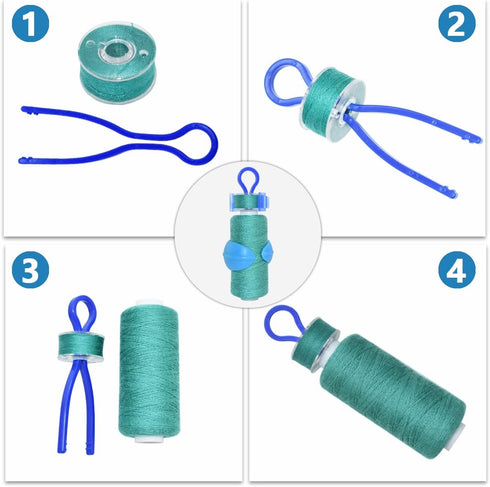 142 Pcs Bobbin Clamps Holders Thread Buddies, Bobbin Holder Clips Color Thread Clips Holder Silicone Spool Huggers Thread Holders for Embroidery Q...