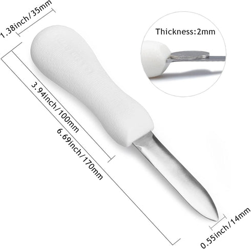 Oyster Shucking Knife,Stainless Steel Oyster Knife for Oyster Clam Scallop In Shell(White)...