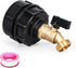 IBC Tote Adapter, 275-330 Gallon ibc tote fittings 2.36" Fine Thread Tote Valve Lead-Free Brass Hose Faucet Valve Tool with Ball Valve for Garden ...