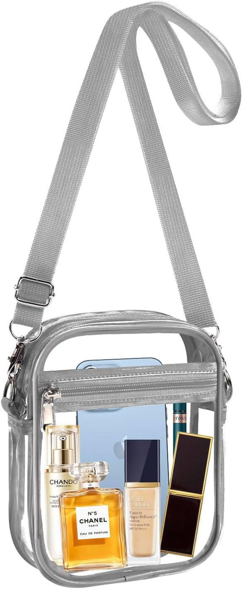 Clear Crossbody Purse Bag, Clear Bag Stadium Approved with Front Pocket for Concerts Sports Festivals...