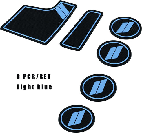 Bonbo Anti dust Mats for Dodge Charger Accessories 2015 2016 2017 2019 2020 2021 custom cup holder pad 6 pieces/set?Light Blue......