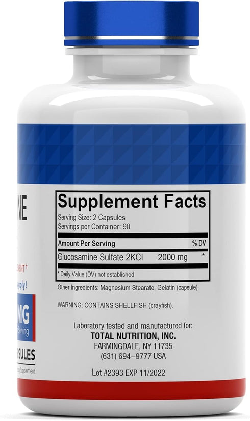 Glucosamine Sulfate Capsules 2000 MG (180 Count) | Joint Support* Supplement for Women & Men | Produced in The USA | Promotes Flexibility & Mobili...