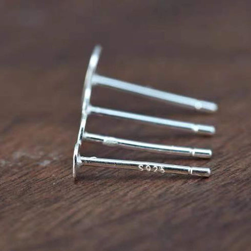 25Pair 925 Sterling Silver Earrings Posts Flat Pad Ear Stud Hypoallergenic Blank Earring Pins with 925 Sterling Silver Earring Backs for Jewelry M...
