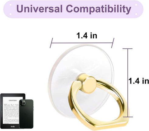 Cell Phone Ring Holder, Transparent Ring Holder 360°Rotation Finger Ring Stand, Clear Cell Phone Kickstand Compatible with Most of Phones, Tablet ...