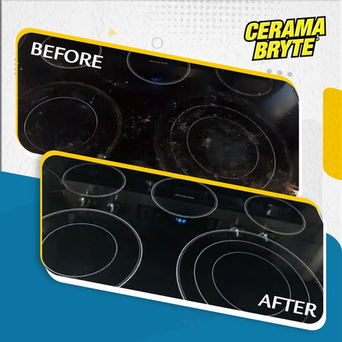 Cerama Bryte 1 x Scraper & 1 x Pad Kit Cooktop and Stove Top Cleaner for Glass - Ceramic Surfaces, 2 Piece Set...
