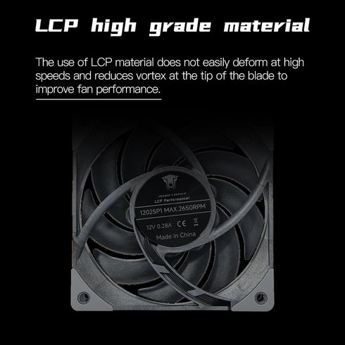 P1 Performance Black Computer Case Fans, LCP Polymer Material Cooling Fan,120mm CPU Fan PWM 2650RPM 92CFM 4.55mmH20 FDB Bearing, Suitable for PC C...