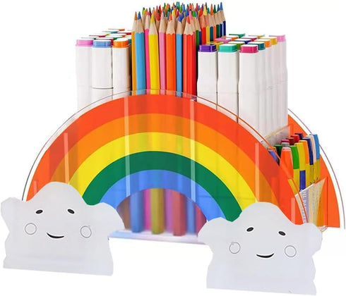 Acrylic Pen Holder, Cute Rainbow Pencil Holders, Supply Caddy Phone Holder Desk Organizer for Office Supplies Makeup Brush Classroom Organization ...
