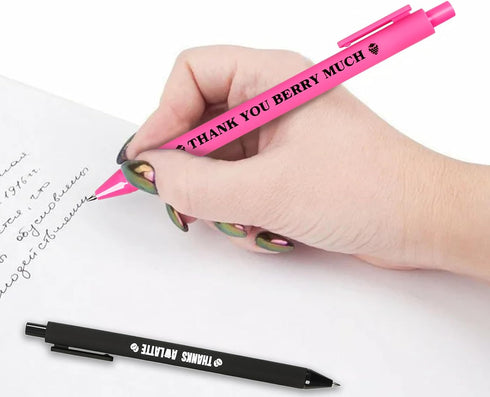 20 Pieces Funny Pens Thank You Pens Motivational Quotes with Multi Candy Colors Soft Touch Novelty Office School Supplies Ideal Gift for Family Co...